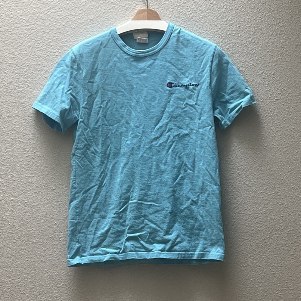 ⛱️Champion - Light Blue Logo Tee - M - Picture 1 of 2